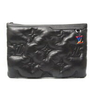 Louis Vuitton Clutch Bag Shoulder Pochette Leather Black